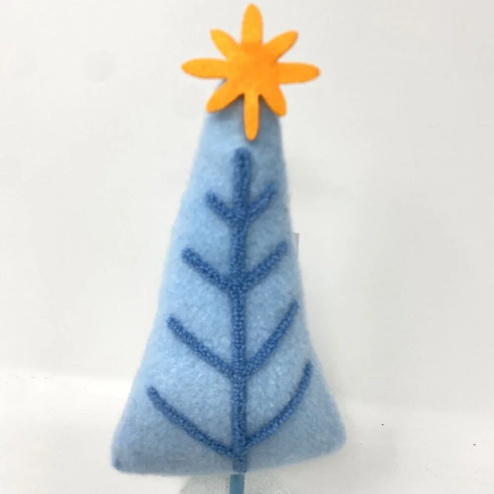 Fabric Christmas Tree Figurine with Gold Star Wondershop™ Light Blue Decor